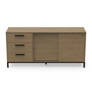 Enfilade 2 portes coulissantes et 3 tiroirs L181 cm - Effet…