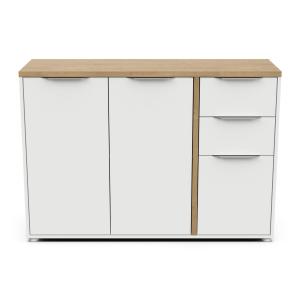 Enfilade 3 portes et 2 tiroirs L121,5 cm - Effet Bois clair