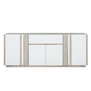 Enfilade chene clair 4 portes effet bois avec tiroir et led…