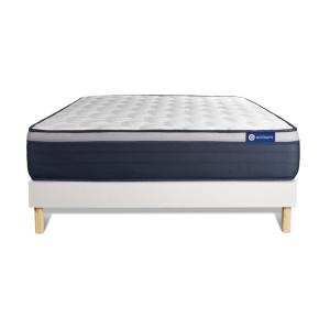 Ensemble 140x190 Matelas Hybride Sommier kit Blanc