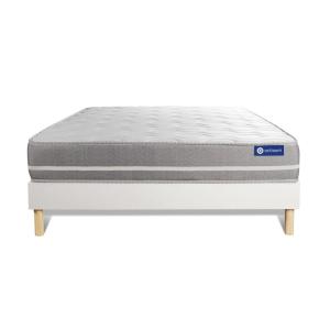 Ensemble 140x190 Matelas Mémoire de forme Sommier kit Blanc