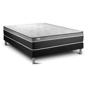 Ensemble 140x200 Matelas Hybride Sommier kit Noir