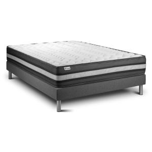 Ensemble 140x200 Matelas Mémoire de forme Sommier kit Gris