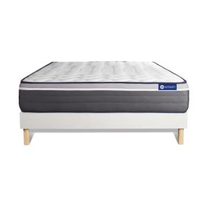 Ensemble 160x200 Matelas Hybride Sommier kit Blanc