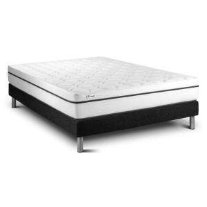 Ensemble 180x200 Matelas Mémoire de forme Sommier kit Noir