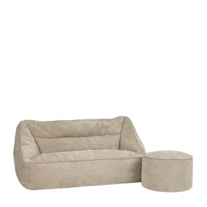 Ensemble 2 poufs en chenille: canapé, et repose-pieds rond,…