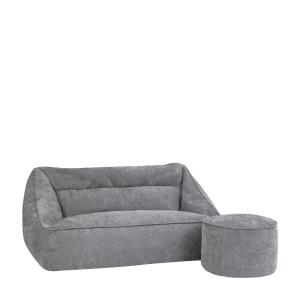 Ensemble 2 poufs en chenille: canapé, et repose-pieds rond,…