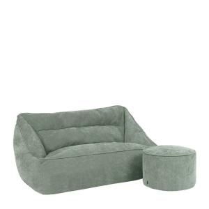 Ensemble 2 poufs en chenille: canapé, et repose-pieds rond,…