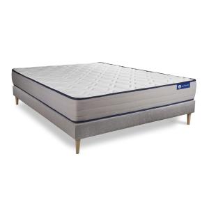 Ensemble 200x200 Matelas Mémoire de forme Sommier kit Gris
