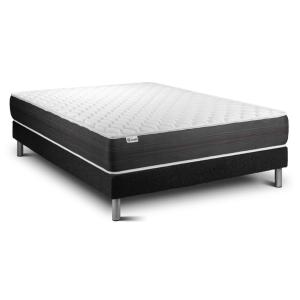 Ensemble 200x200 Matelas Ressorts ensachés Sommier kit Noir
