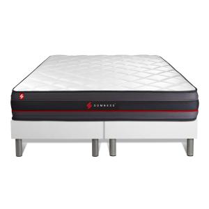 Ensemble 200x200 Mémoire de forme sommier Blanc