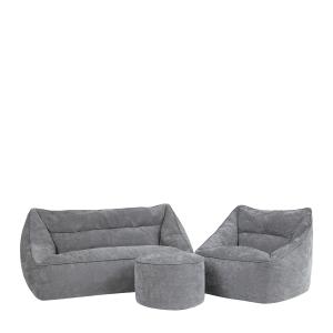 Ensemble 3 poufs chenille: canapé, fauteuil et repose-pieds…
