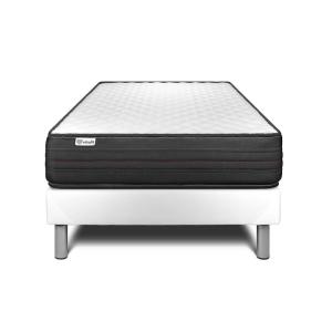 Ensemble 90x190 Matelas Mémoire de forme Sommier Blanc