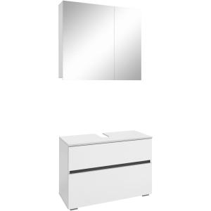 Ensemble bain 2 pièces effet bois blanc 80 cm