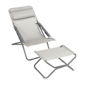 Ensemble bain de soleil et repose-jambes en acier gris L93x…