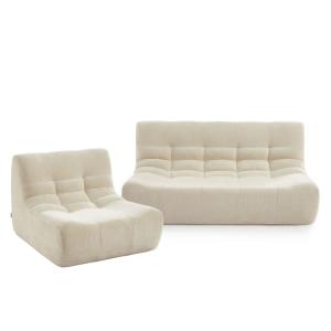 Ensemble banquette et chauffeuse modulable 3 places tissu c…