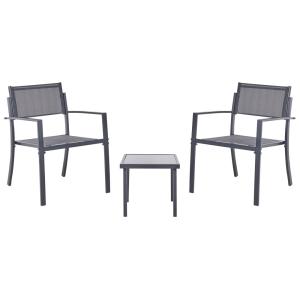 Ensemble bistrot d'extérieur métal gris foncé