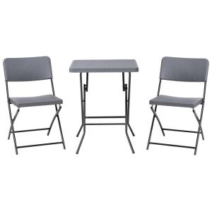 Ensemble bistrot d'extérieur pliant gris