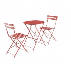 Ensemble bistrot rond pliable terracotta D60cm