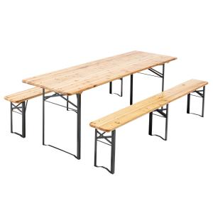 Ensemble brasserie table et bancs de jardin en bois 220 cm