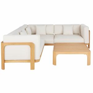 Ensemble canapé d'angle de jardin 6 places en bois d'eucaly…
