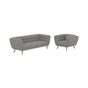 Ensemble canapé et fauteuil en tissu gris 4 places