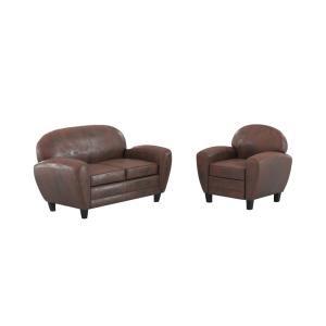 Ensemble canapé et fauteuil marron 3 places - Club