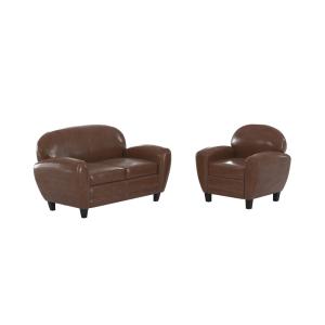 Ensemble canapé et fauteuil marron foncé 3 places - Club