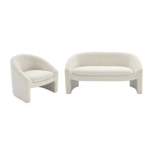 Ensemble canapé fauteuil fixe  3 places blanc