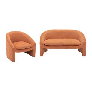 Ensemble canapé fauteuil fixe  3 places terracotta