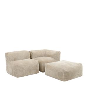 Ensemble canapé poufs 3 pièces : angle, fauteuil et repose-…