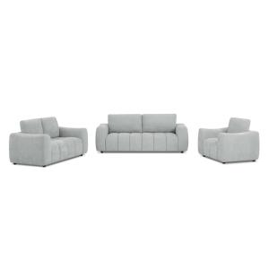 Ensemble canapés droits 3 2 places   fauteuil  tissu gris