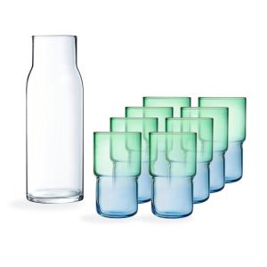 Ensemble carafe et 8 verres à eau 32 cl bleus