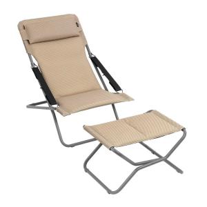Ensemble chaise longue et repose-jambes en acier beige L93x…
