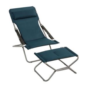 Ensemble chaise longue et repose-jambes en acier bleu L93xl…