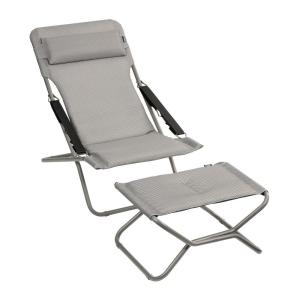 Ensemble chaise longue et repose-jambes en acier gris L93xl…