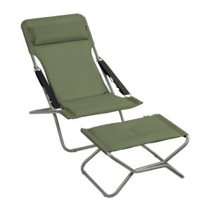Ensemble chaise longue et repose-jambes en acier vert L93xl…