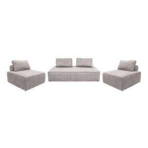 Ensemble chauffeuses en velours côtelé 4 places gris clair