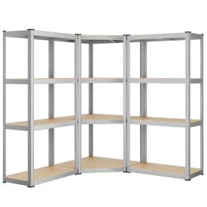 Ensemble d’étagères d’angle à 4 niveaux argent et beige nat…