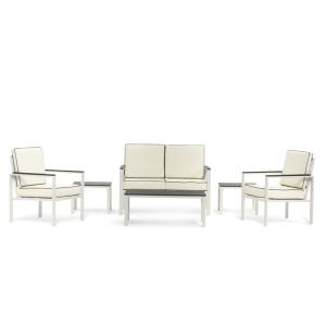 Ensemble d'extérieur en acier et polyéthylène effet bois av…