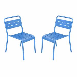 Ensemble de 2 chaises de jardin empilables bleues