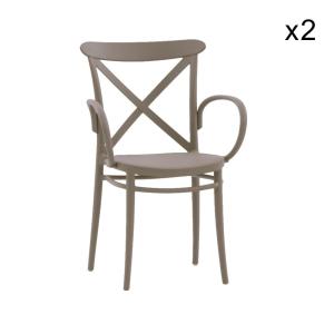Ensemble de 2 chaises en polypropylène couleur tourterelle