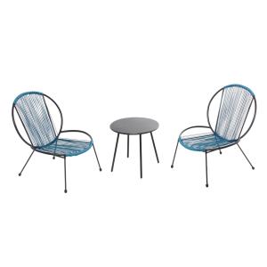 Ensemble de 2 fauteuils   1 table basse bleu