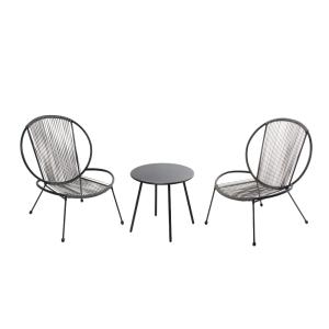 Ensemble de 2 fauteuils   1 table basse gris foncé