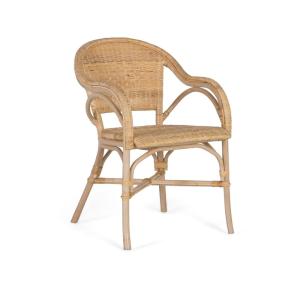 Ensemble de 2 fauteuils avec accoudoirs en bambou naturel e…
