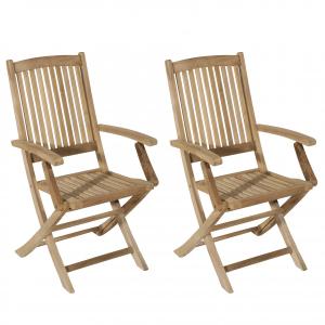 Ensemble de 2 fauteuils de jardin en bois teck