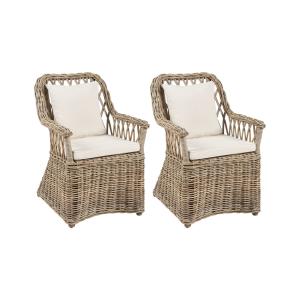 Ensemble de 2 fauteuils de jardin en rotin beige H90