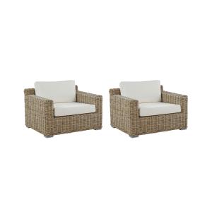 Ensemble de 2 fauteuils de jardin rotin marron clair