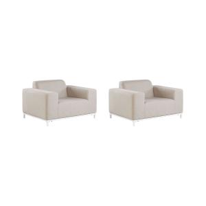 Ensemble de 2 fauteuils de jardin tissu beige