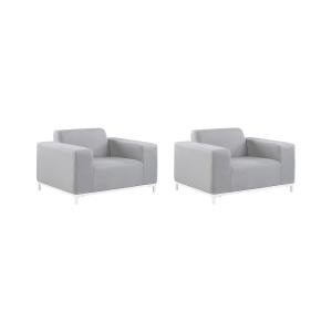 Ensemble de 2 fauteuils de jardin tissu gris clair